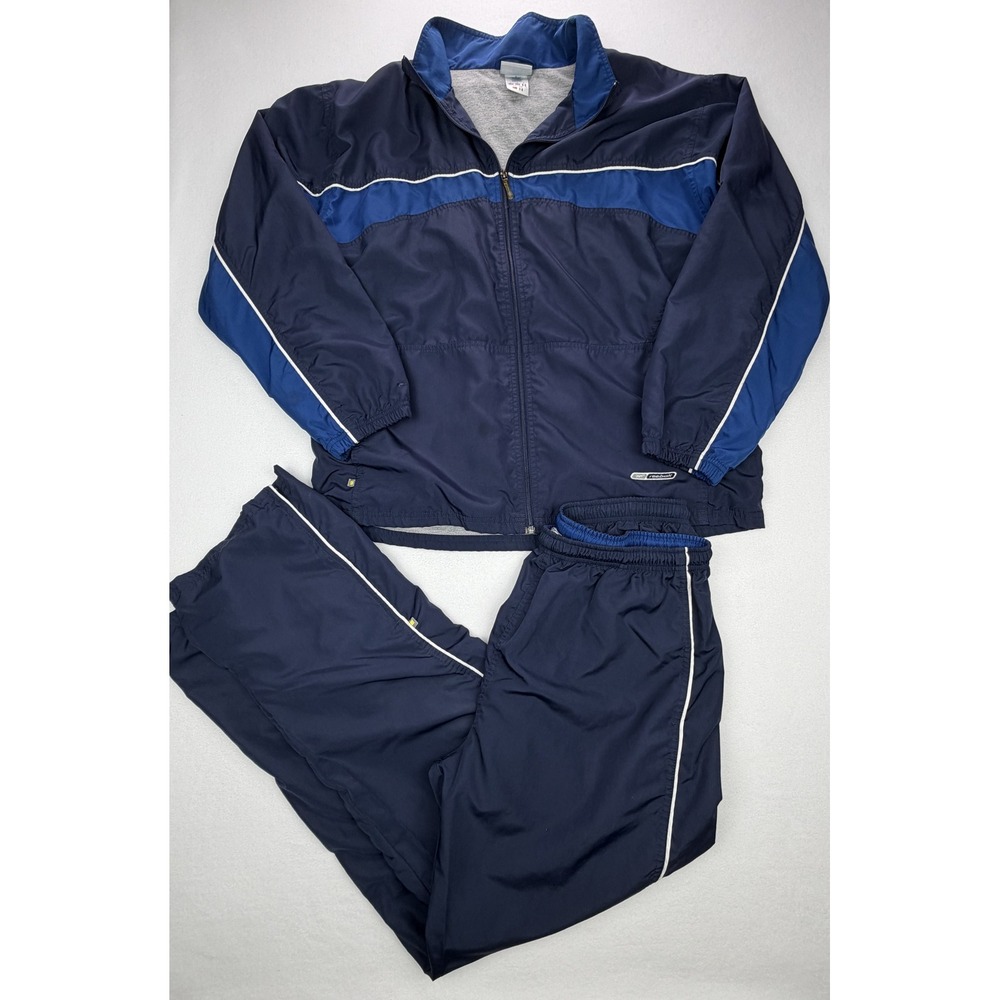 Vintage Reebok Mens Vintage Tracksuit Set Navy Windbreaker Jacket Pants Large